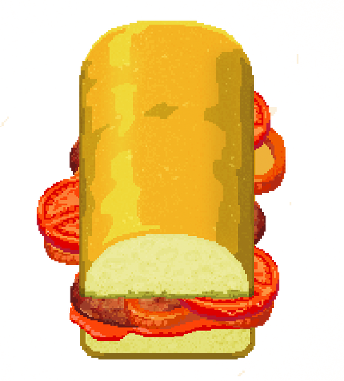 Burger A basic hamburger with ketchup and meat.