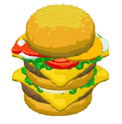 Burger A basic hamburger with ketchup and meat.